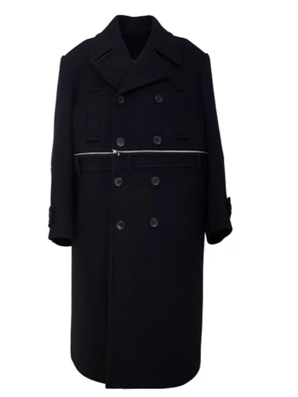 MSRP $1635 Rokh R8CA250 Broken Double Breasted Coat Navy Size S 96% Wool NWT
